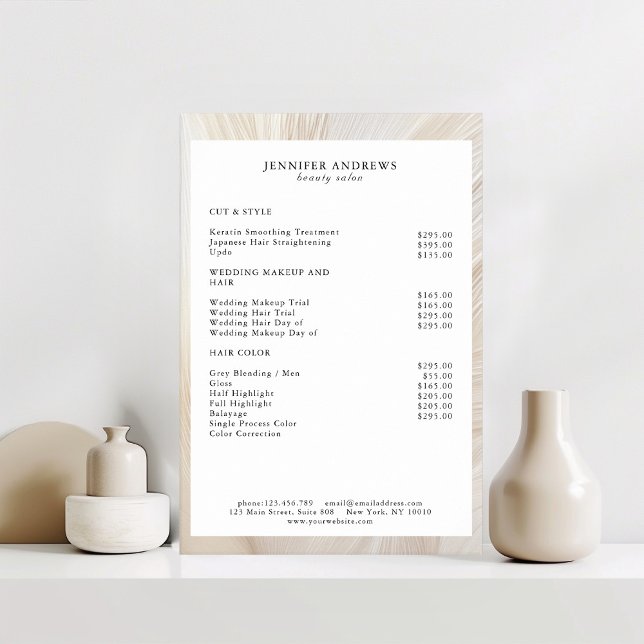 Elegant, Waves, Salon, Price List Poster (Creator Uploaded)