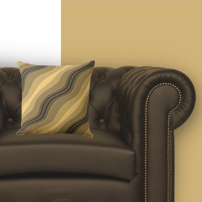 Elegant Wavy Lines Pattern Sandy Brown Throw Pillow (Creator Uploaded)