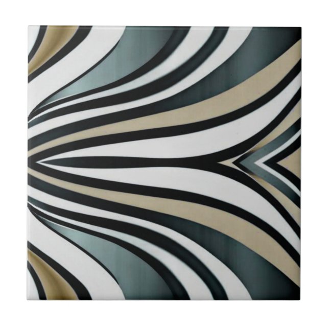 Elegant Wavy Pattern Colors Ceramic Tile (Front)