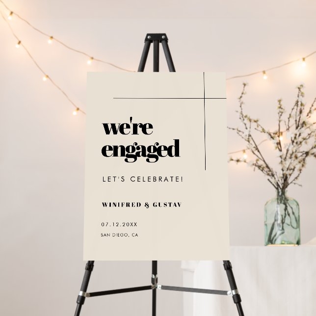 Elegant We are engaged Engagement party Sign (In Situ (Stand))