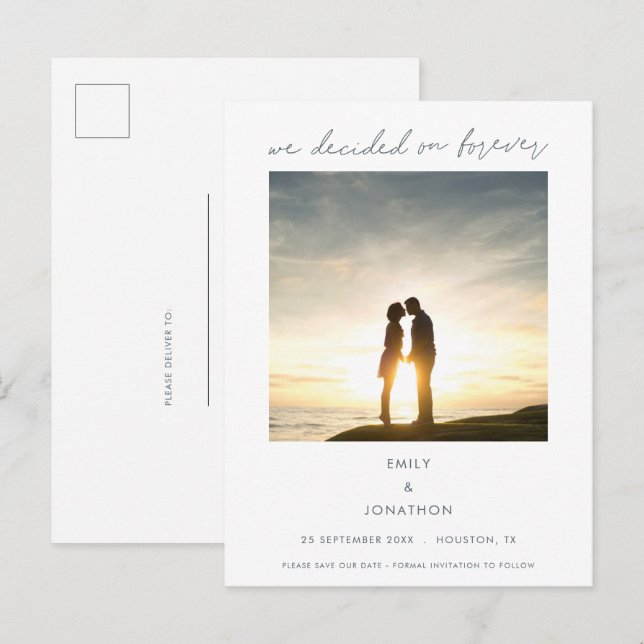 Elegant We Decided on Forever Photo Announcement Postcard (Front/Back)