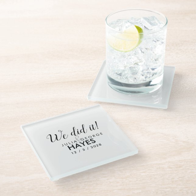 Elegant WE DID IT! coaster Wedding Favour (Angled)