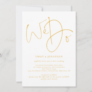 Elegant We Do Golden Script QR Code Wedding Invitation