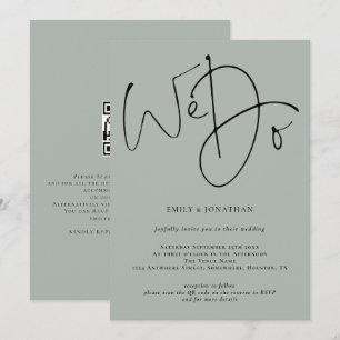 Elegant We Do Light Sage QR Code Wedding Invitation