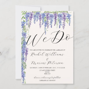 Elegant We Do Purple Wisteria Floral Wedding Invitation