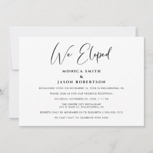 Elegant We Eloped Wedding Reception Announcement