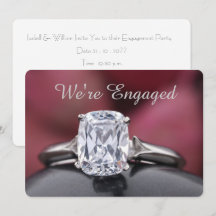 Elegant “We’re Engaged” Diamond Ring Photo Design