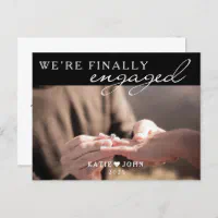 Elegant We're Finally Engaged Photo Engagement Announcement Postcard