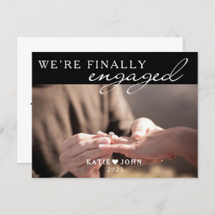 Elegant We’re Finally Engaged Photo Engagement Announcement Postcard