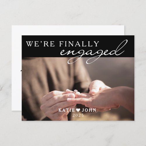 Elegant Were Finally Engaged Photo Engagement Announcement Postcard
