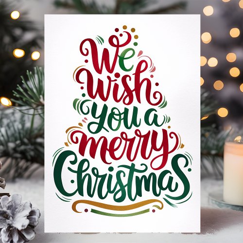 Elegant We Wish You A Merry Christmas Holiday Card