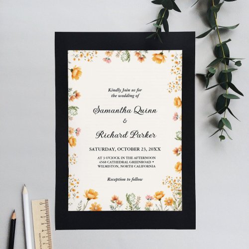 Elegant Weadow Wildflower Spring Summer Wedding Invitation