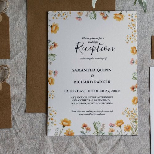 Elegant Weadow Wildflower Spring Wedding Reception Invitation