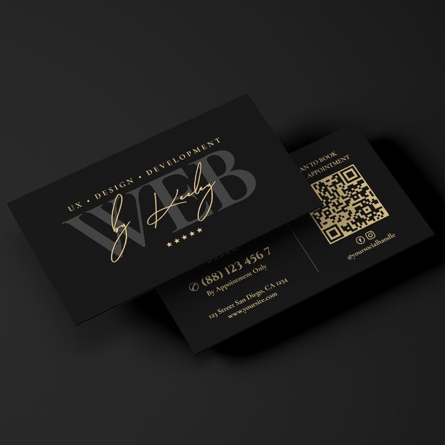 Elegant Web UI UX Designer App Developer Black Business Card (Elegant Web UI UX Designer App Developer Black Business Card
)