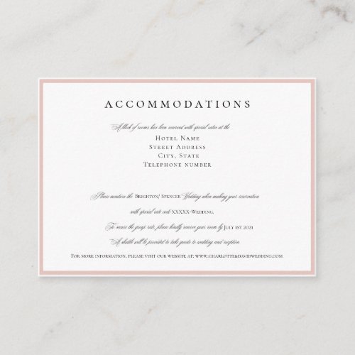 Elegant Wedd Hotel Accommodations Card CharlotteF