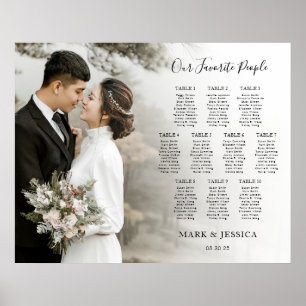 Elegant Wedding 10 table Seating Chart with Photo