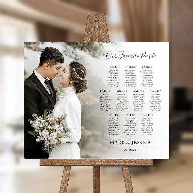 Elegant Wedding 10 table Seating Chart with Photo Foam Board (Creator Uploaded)