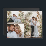 elegant wedding 3 photos collage thank you magnet<br><div class="desc">photos by freepik.com
elegant modern script wedding three photos collage thank you magnetic card</div>