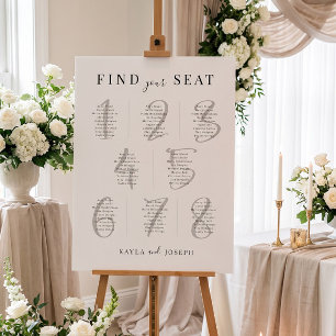 Elegant Wedding 8 Table Seating Chart Sign Board