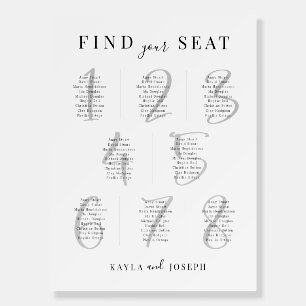 Elegant Wedding 8 Table Seating Chart Sign Board