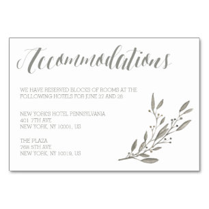 Elegant Wedding Accommodation Cards Grey Floral