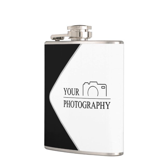 Elegant Wedding Add Personalized Photography Flask (Left)