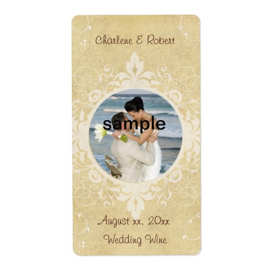 Elegant Wedding Add Your Photo Wine Label