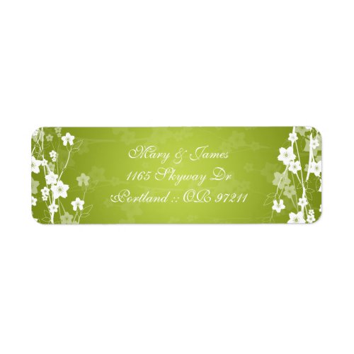 Elegant Wedding Address Cherry Blossom Lime Green Label