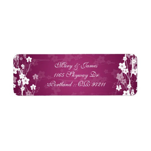 Elegant Wedding Address Cherry Blossom Plum Label