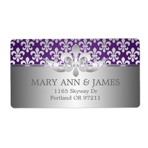 Elegant Wedding Address Fleur De Lis Purple Label