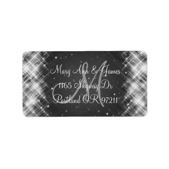 Elegant Wedding Address Glamorous Sparks Black Label (Front)