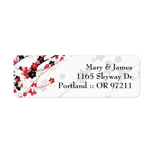 Elegant Wedding Address  Japanese Flowers Red Label