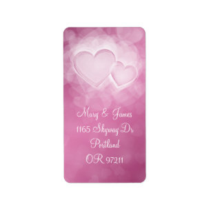Elegant Wedding Address Modern Hearts Pink Label
