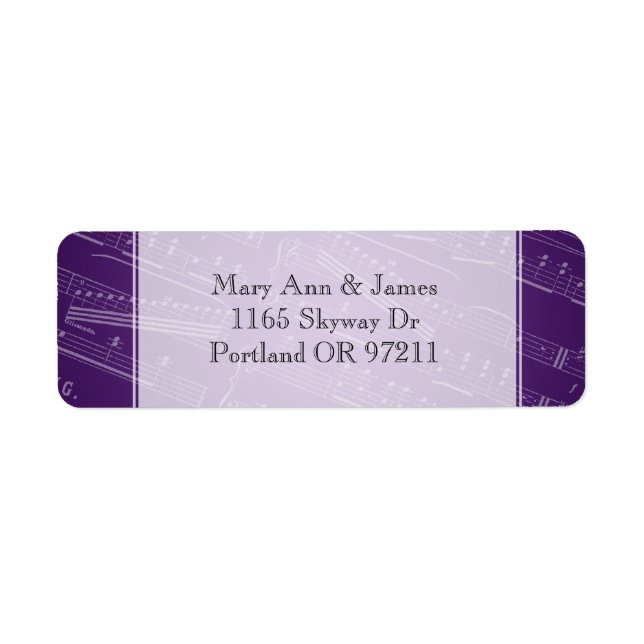 Elegant Wedding Address Sheet Music Purple Label (Front)