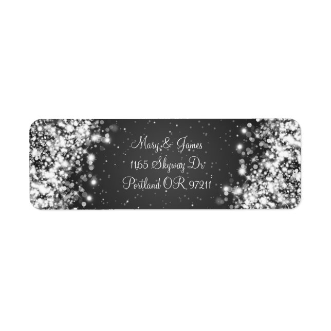 Elegant Wedding Address Sparkling Wave Black Label (Front)