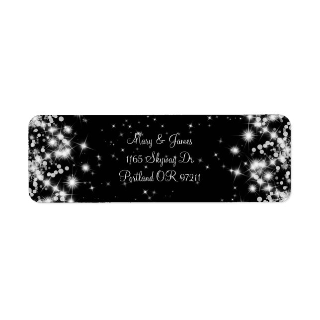 Elegant Wedding Address Winter Sparkle Black Label (Front)