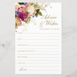 Elegant Wedding Advice and Wishes<br><div class="desc">These lovely, floral, script Advice & Wishes sheets with elegant flowers at the top and beautiful gold fonts are perfect to have bridal shower, rehearsal dinner or wedding guests fill out for the happy couple. People will love having the prompts - they make it so easy to leave loving words...</div>