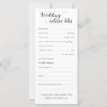 Elegant Wedding Advice Cards Funny<br><div class="desc">Add a little fun by giving each guest this wedding advice lib card to fill out. It's a great ice breaker to get the conversation flowing at the tables, and, you have a wonderful reminder of your day for years to come by rereading them over and over. Part of the...</div>