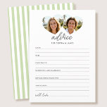 Elegant Wedding Advice & Wishes Cards Photo Green<br><div class="desc">Add a playful touch to your bridal shower or wedding with these charming advice cards! Guests are invited to write heartfelt advice, funny tips and well wishes for the happy couple. This editable template features heart-shaped photo frames, along with customizable text so you can personalize the bride and groom’s name...</div>