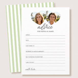 Elegant Wedding Advice & Wishes Cards Photo Green