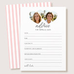 Elegant Wedding Advice & Wishes Cards Photo Pink<br><div class="desc">Add a playful touch to your bridal shower or wedding with these charming advice cards! Guests are invited to write heartfelt advice, funny tips and well wishes for the happy couple. This editable template features heart-shaped photo frames, along with customizable text so you can personalize the bride and groom’s name...</div>