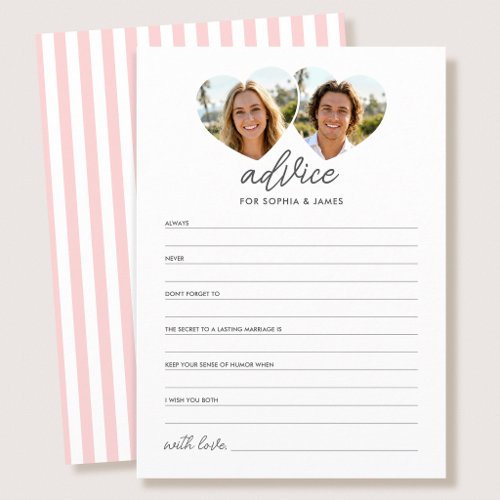 Elegant Wedding Advice & Wishes Cards Photo Pink
