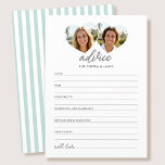 Elegant Wedding Advice & Wishes Cards Photo Teal<br><div class="desc">Add a playful touch to your bridal shower or wedding with these charming advice cards! Guests are invited to write heartfelt advice, funny tips and well wishes for the happy couple. This editable template features heart-shaped photo frames, along with customizable text so you can personalize the bride and groom’s name...</div>
