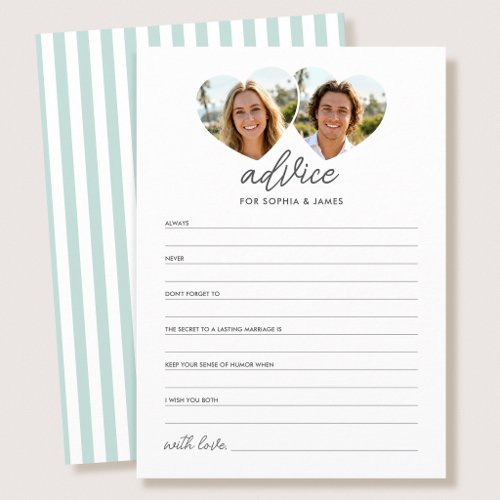 Elegant Wedding Advice & Wishes Cards Photo Teal