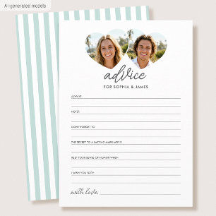 Elegant Wedding Advice & Wishes Cards Photo Teal
