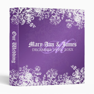 Elegant Wedding Album Victorian Flourish Purple 3 Ring Binder