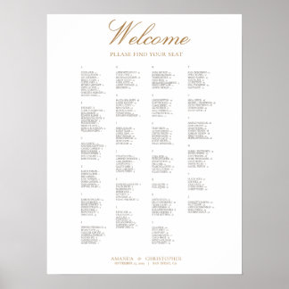 Elegant Wedding Alphabetical Seating Chart Poster