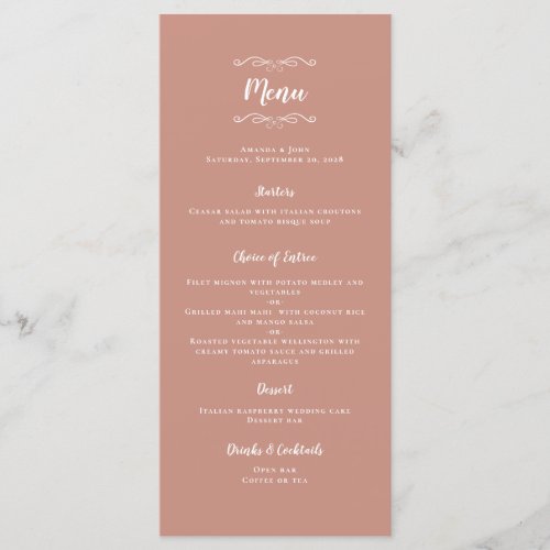 Elegant Wedding Anniversary Dinner Party Rose Gold Menu