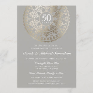 Elegant Wedding Anniversary Invitations Gold Foil