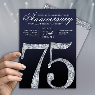 Elegant Wedding Anniversary Invites   75th